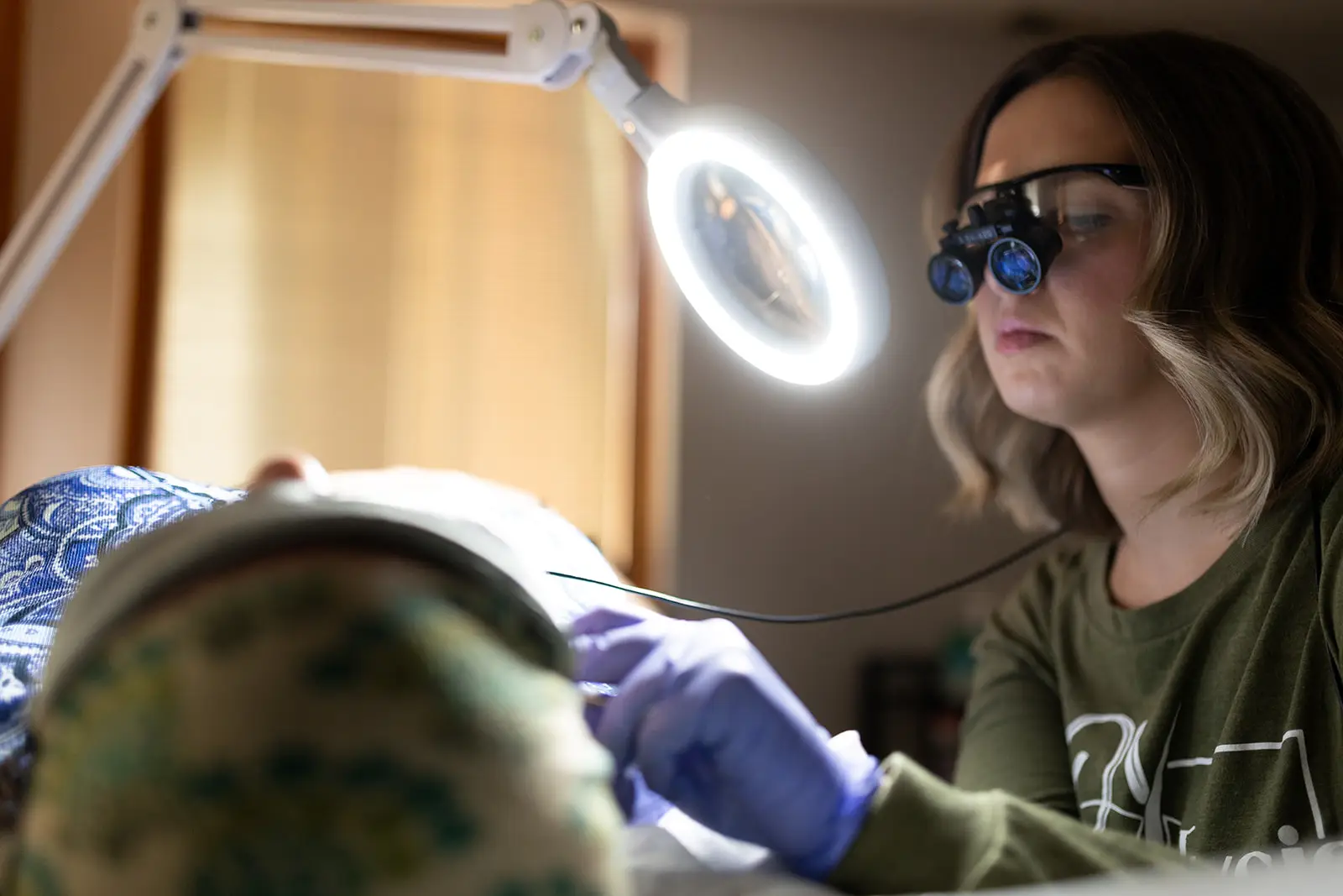 Jamie Ober, Owner of Ober Yahr Electrolysis performing a procedure for permanent hair removal